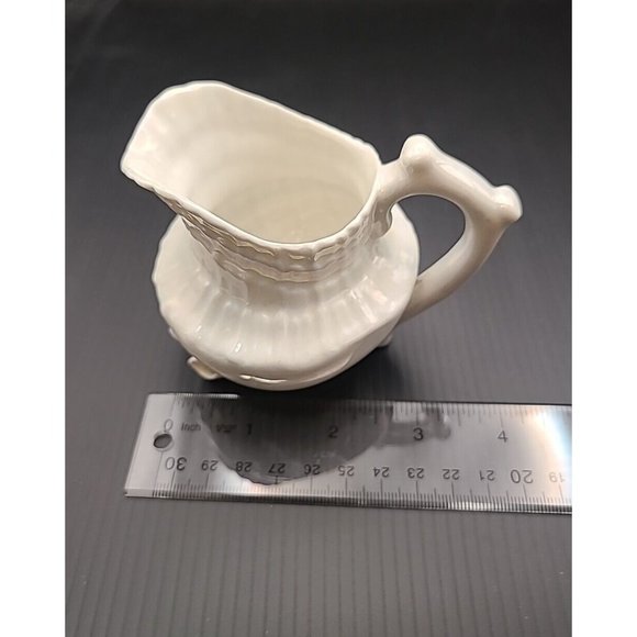 Antique Neptune Creamer Opalescent Ivory Body Handle Shell Footed German 4" - Picture 8 of 9